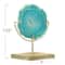 Hello Honey® 7" Marbled Turquoise Decorative Agate Slice Accent on Metal Stand